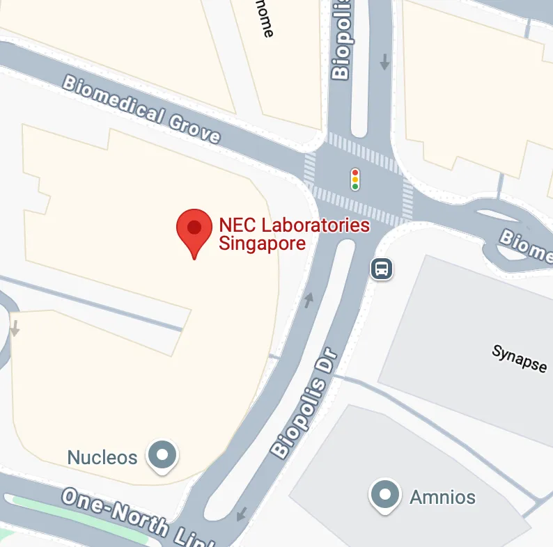 Map showing the NEC Laboratories Singapore (NLS) office at Biopolis Road  Singapore